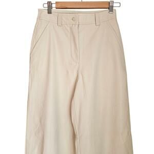 Topshop Faux Leather Wide Leg Pants, Cream, High Waisted, Trendy, Sz 6